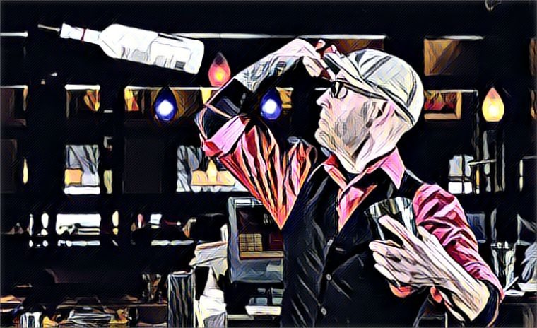 Flair bartender performing cocktail tricks in Miami