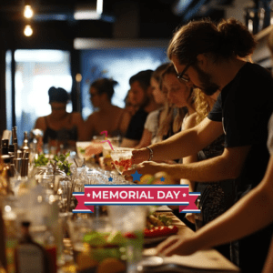 A vibrant Memorial Day Cocktail Class at 786 Bartend, The Bartenders Institute in Miami, Florida, with participants learning to craft refreshing summer cocktails led by a skilled instructor.