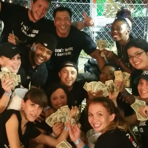 786-Bartend students counting their tips after bartending an event